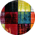 Esatto Modern Round Rugs E254A Black B. Red