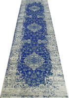 Morocco Medallion Hallway Runner Rug 79500 Chine Blue Cotton