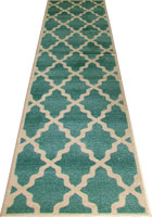 Morocco Trellis Hallway Runner Rug MG103 Aqua Cotton LJ