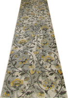 Rizzy Floral Hallway Runner Rug 3479F Cotton Silver