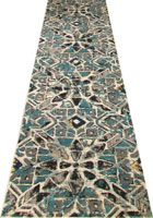 Rizzy Geometric Hallway Runner Rug 3609F Cotton Turkuaz
