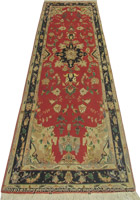Tabriz Hand Knotted Wool & Silk Hallway Runner Rug