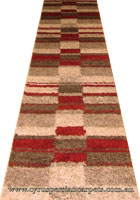 Marrakesh Shaggy Hallway Runner Rug 2520A D. Beige Red
