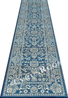 Vintage Hallway Runner Rugs 3671F Blue Cotton