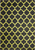 Marrakesh Trellis Shaggy Rug 2496A Black Green