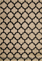Marrakesh Trellis Shaggy Rug 2496A Cream Black