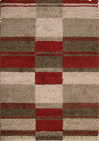 Marrakesh Geometric Shaggy Rug 2520A D. Beige Red