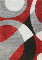 Moda Modern Abstract Shaggy Rug A409A Red