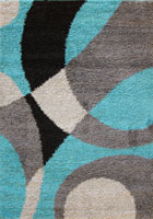 Moda Modern Abstract Shaggy Rug A409A Turkuaz