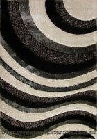 Monte Carlo Wavy Shaggy Rug 1018 Black White Grey