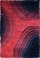 Super Shaggy Abstract Rugs 540 Red Black