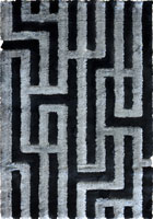 Super Shaggy Abstract Rugs 5789 Black Grey