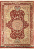 Kum Hand Knotted Medallion Silk Rug