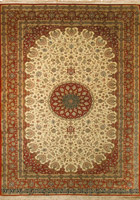 Kum Hand Knotted Medallion Silk Rug