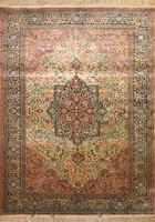 Hereke Medallion Hand Knotted Silk Rug