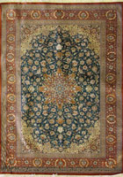 Kum Signed Medallion Hand Knotted Silk Rug