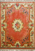 Chinese Art Floral Hand Knotted Silky Rug