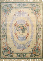 Chinese Art Floral Hand Knotted Silky Rug