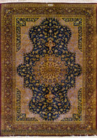 Kum Signed Medallion Hand Knotted Silk Rug