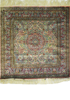 Hereke Hand Knotted Medallion Square Silk Rug