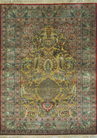 Hereke Prayer Hand Knotted Gold & Silk Rug