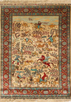 Hereke Pictorial Hand Knotted Silk Rug