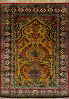 Hereke Prayer Hand Knotted Gold & Silk Rug