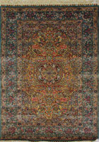 Hereke Medallion Hand Knotted Gold & Silk Rug