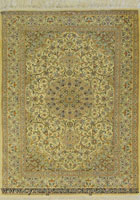 Kum Signed Medallion Hand Knotted Silk Rug
