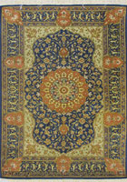 Kum Signed Medallion Hand Knotted Silk Rug