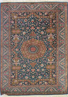 Kum Signed Medallion Hand Knotted Silk Rug