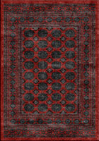 Vintage Traditional Geometric Rug 0W148 Red Grey