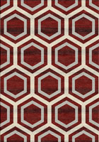 Vintage Geometric Modern Rugs BF253 4246 Red Silver EV