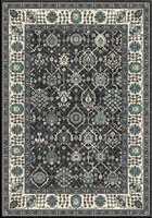 Vintage Traditional Floral Rug 3669F Charcoal Blue