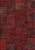 Vintage Patchwork Floral Rug HB317 Red Charcoal