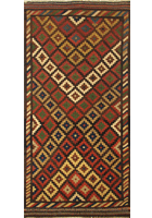 Afghani Hand Woven Diamond Pattern Wool Kilim Rug